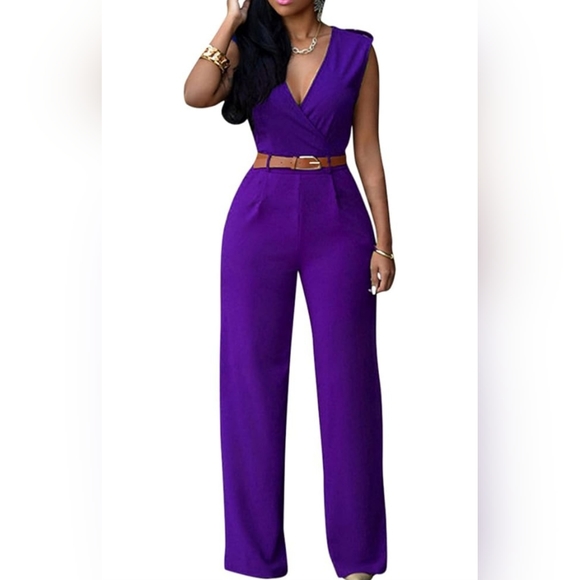 Amazon Pants - Purple wide leg jumpsuit